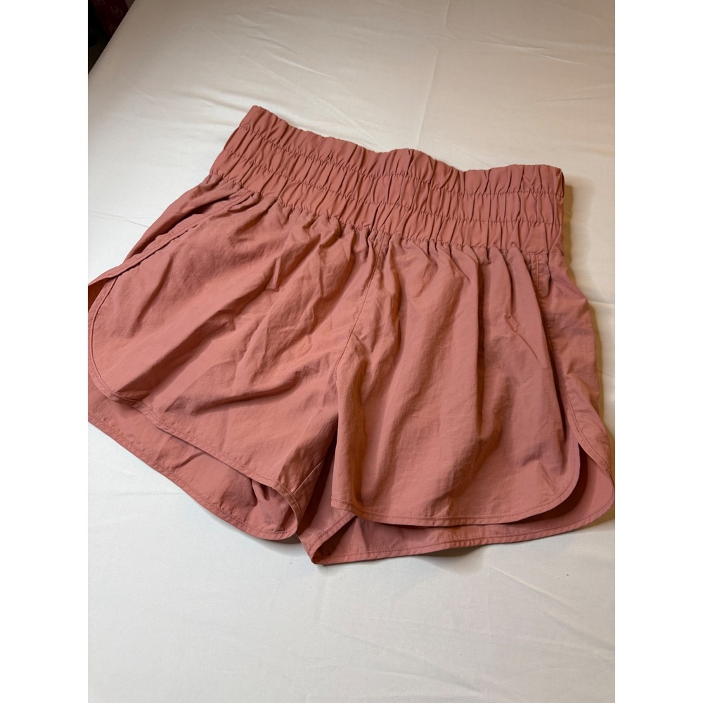 Zenana Womens XL Smocked High Waist Running Shorts Rose Pink Athletic Lined